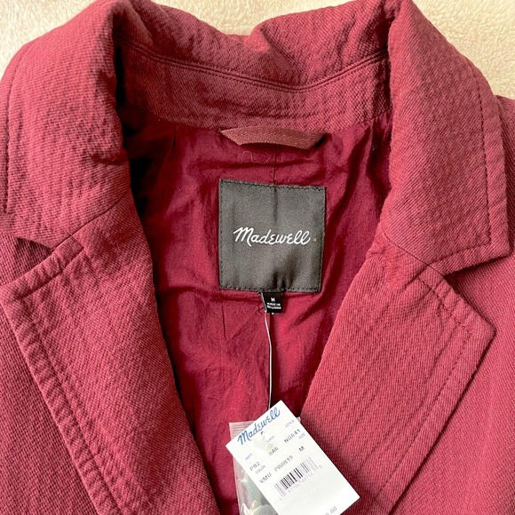 NWT Madewell Hayfield Double-Breasted Blazer Vintage Mulberry Size M - Picture 4 of 8